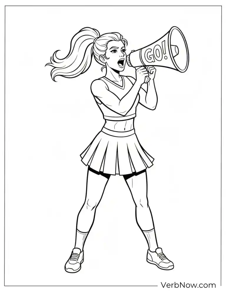 Cheerleader with Megaphone Coloring Page