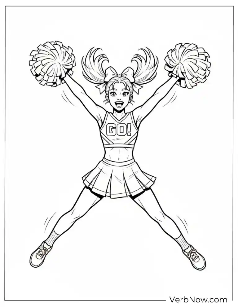 Cheerleader Jumping Coloring Page