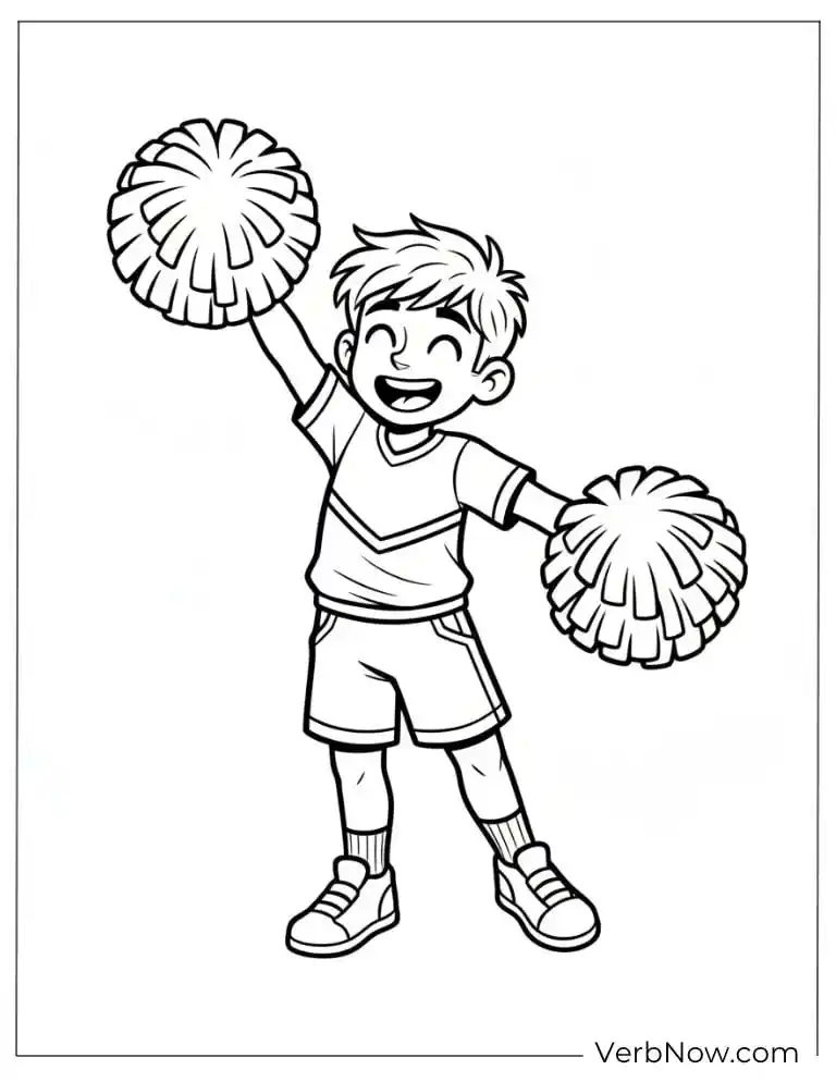 Happy Boy Cheerleader Coloring Page