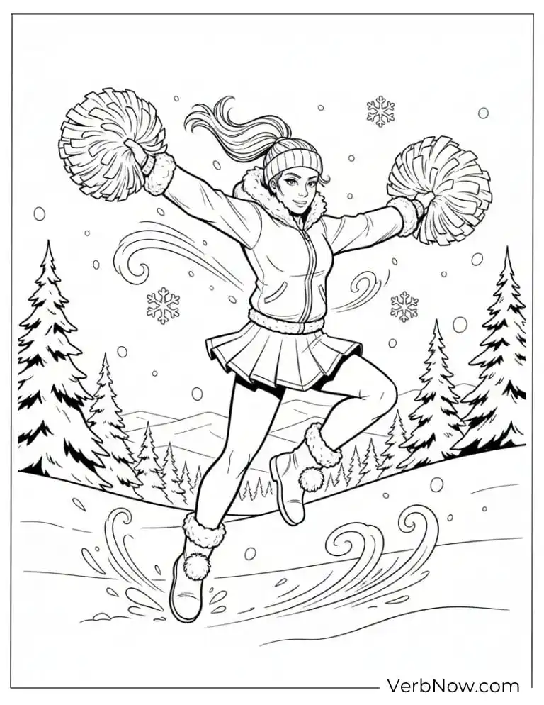 Winter Cheerleader Coloring Page