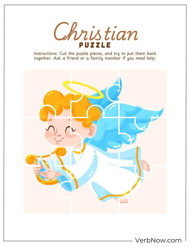 10+ Free Christian Puzzles For Kids (100% Printable PDF) Printable Christian Angel Puzzle for Kids