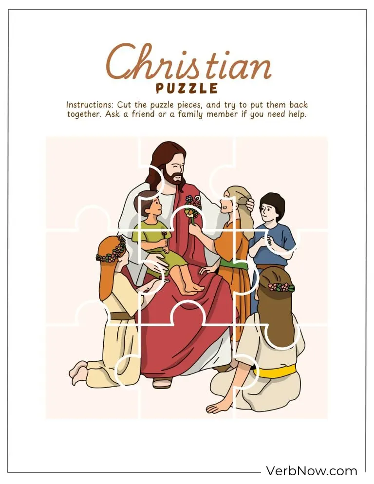 10+ Free Christian Puzzles For Kids (100% Printable PDF) Jesus Loves the Little Children Christian Printable Puzzle