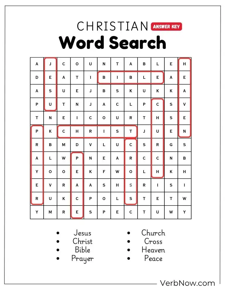 10+ Free Christian Puzzles For Kids (100% Printable PDF) Christian Word Search Answer Key Puzzle Printable