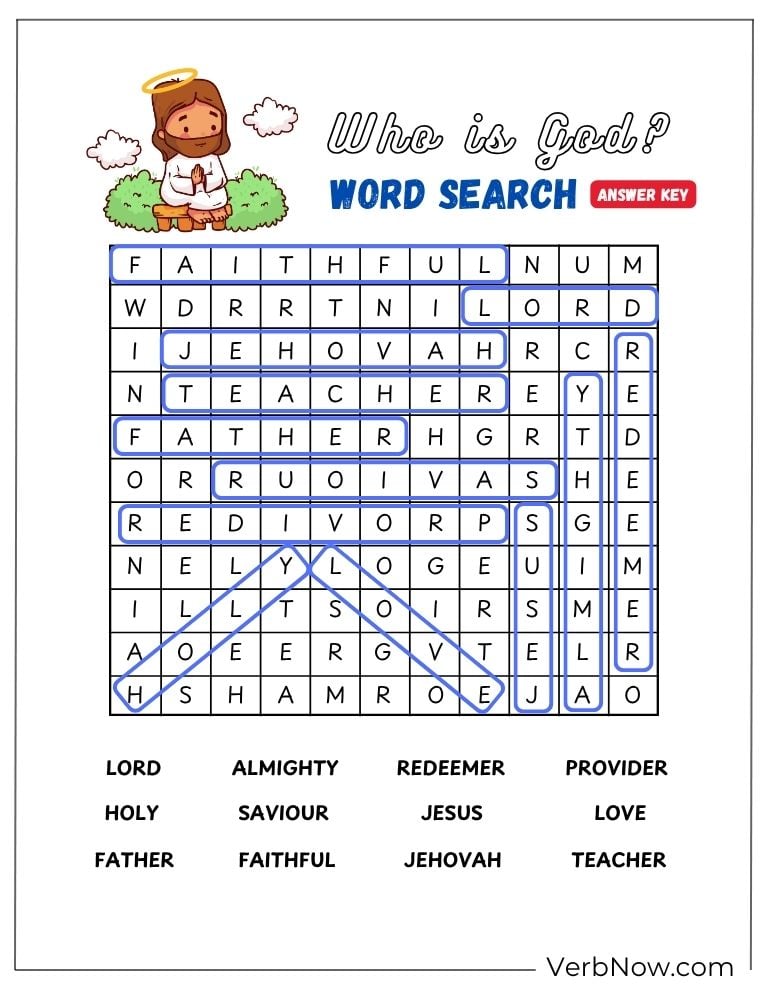10+ Free Christian Puzzles For Kids (100% Printable PDF) God Names Word Search Puzzle Answer Key
