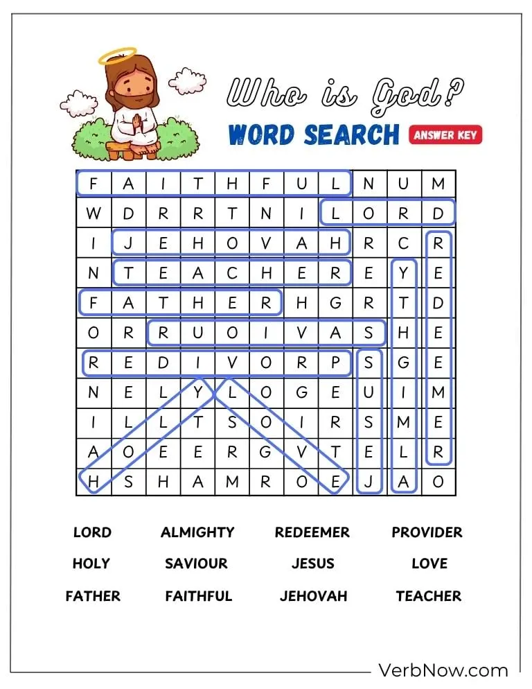 10+ Free Christian Puzzles For Kids (100% Printable PDF) God Names Word Search Puzzle Answer Key