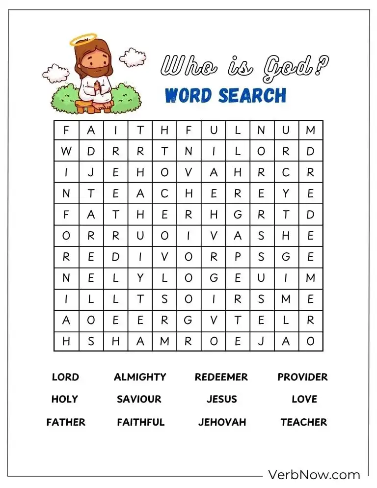 10+ Free Christian Puzzles For Kids (100% Printable PDF) Who is God? Christian Word Search Puzzle for Kids