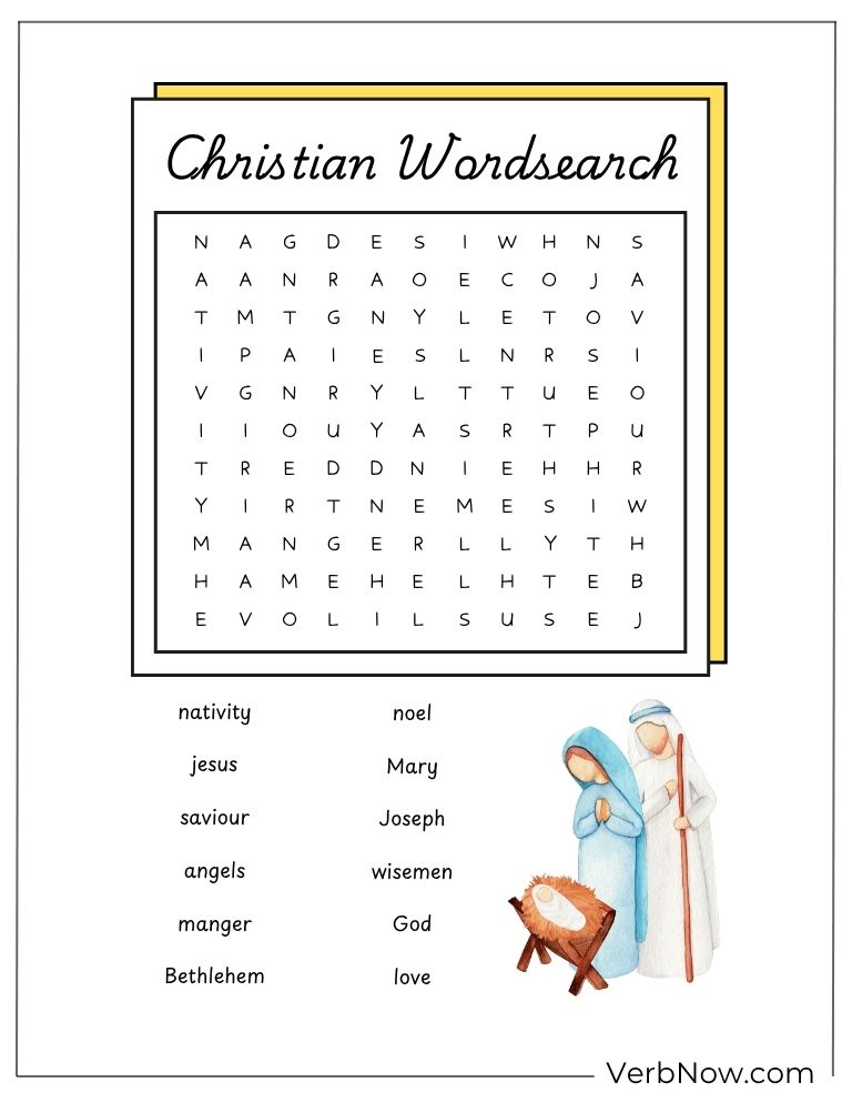 10+ Free Christian Puzzles For Kids (100% Printable PDF) Christian Nativity Word Search Puzzle