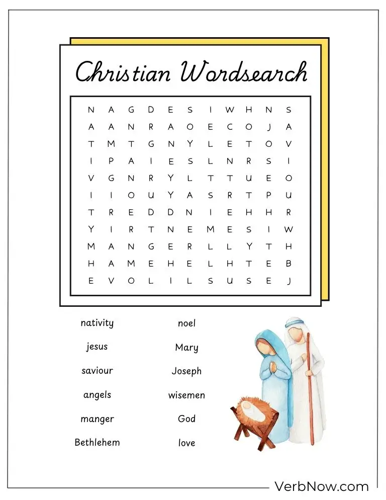 10+ Free Christian Puzzles For Kids (100% Printable PDF) Christian Nativity Word Search Puzzle