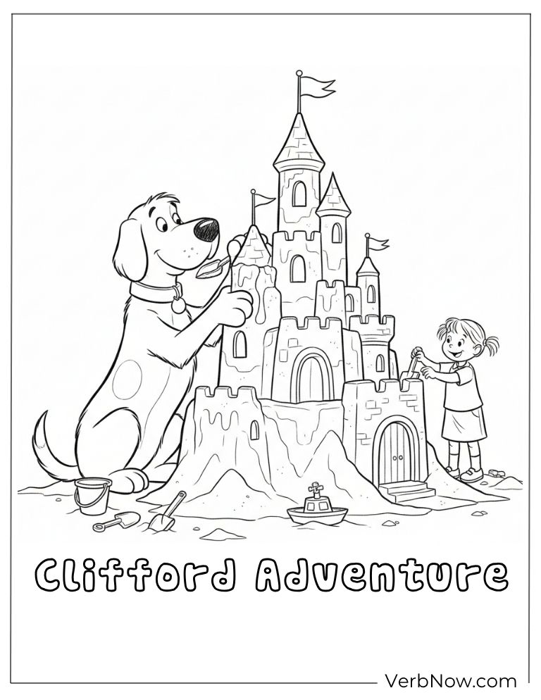 22 Fun Clifford Coloring Pages for Kids (Printable PDF) Clifford Sandcastle Adventure Coloring Sheet