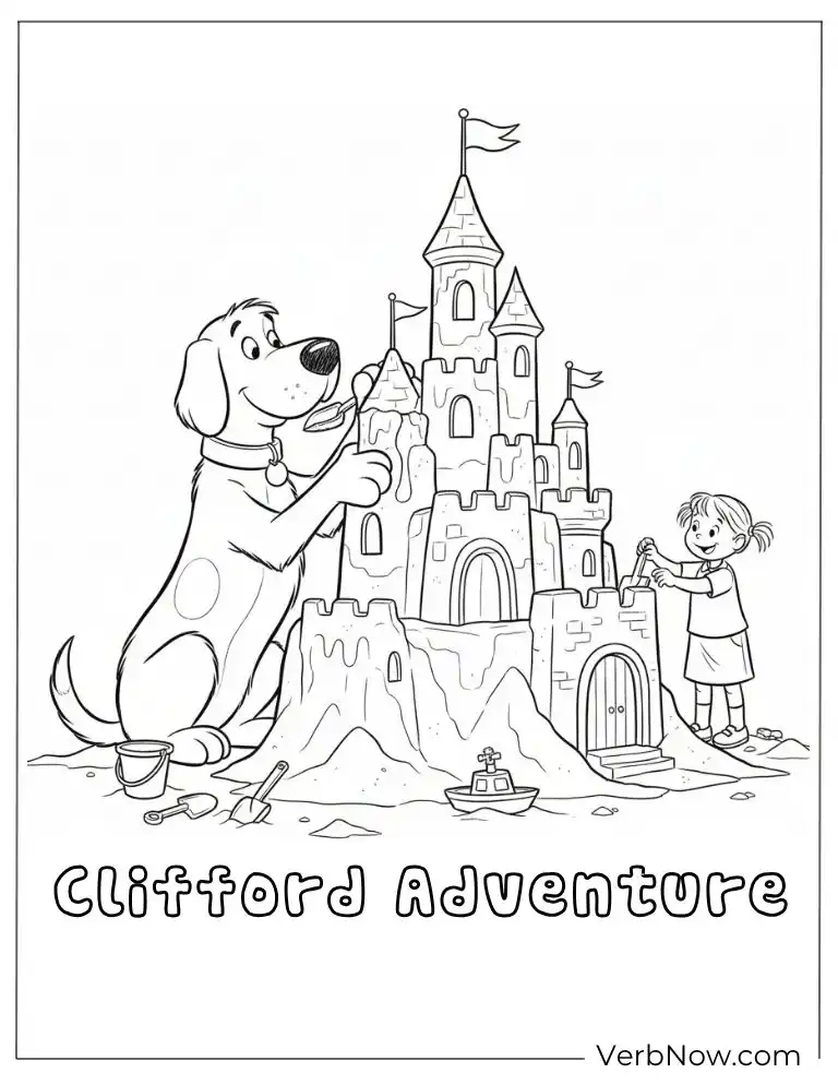22 Fun Clifford Coloring Pages for Kids (Printable PDF) Clifford Sandcastle Adventure Coloring Sheet