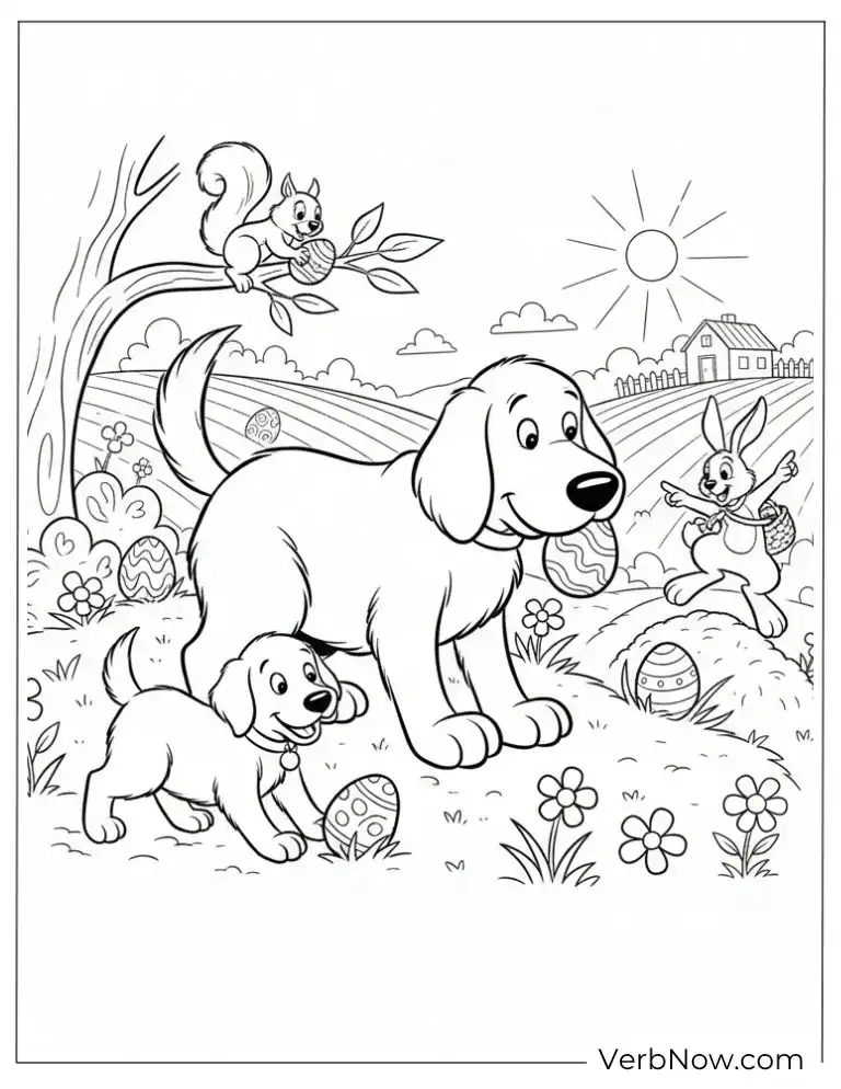 22 Fun Clifford Coloring Pages for Kids (Printable PDF) Easter Dogs & Bunny Egg Hunt Coloring Page