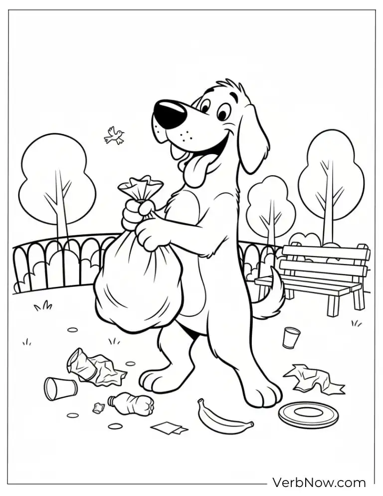 22 Fun Clifford Coloring Pages for Kids (Printable PDF) Dog Picking Up Garbage Coloring Page