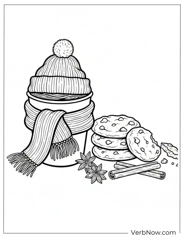 22 Free Coffee Coloring Pages (100% Printable PDF) Cozy Hot Cocoa Mug & Cookies Coloring Page