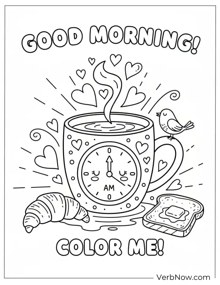 22 Free Coffee Coloring Pages (100% Printable PDF) Good Morning Mug & Breakfast Coloring Page for Kids