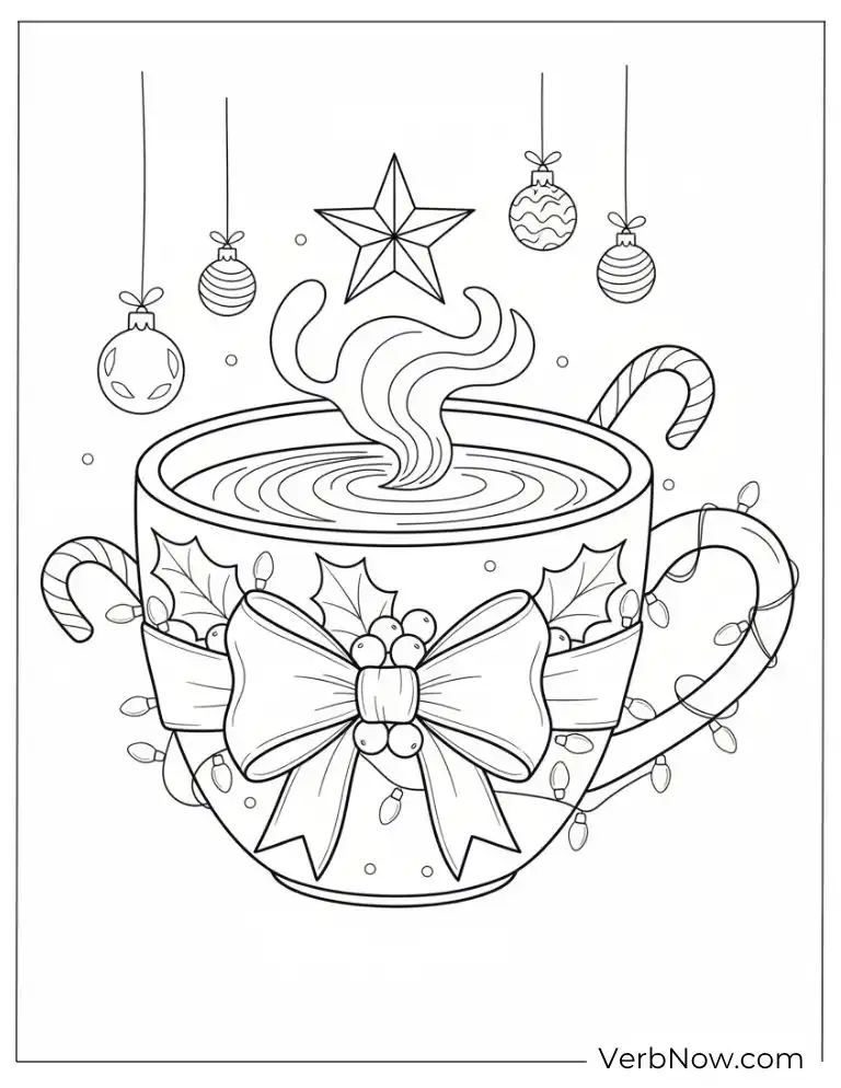 22 Free Coffee Coloring Pages (100% Printable PDF) Christmas Hot Cocoa Mug Coloring Page