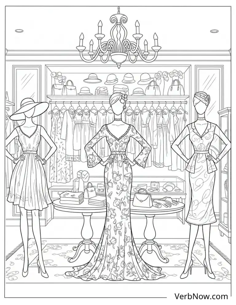 22 Top Fashion Coloring Pages for Fun (Printable PDF) Elegant Fashion Boutique Coloring Page