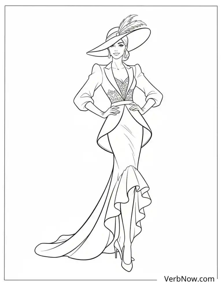 22 Top Fashion Coloring Pages for Fun (Printable PDF) Elegant Fashion Woman Coloring Page