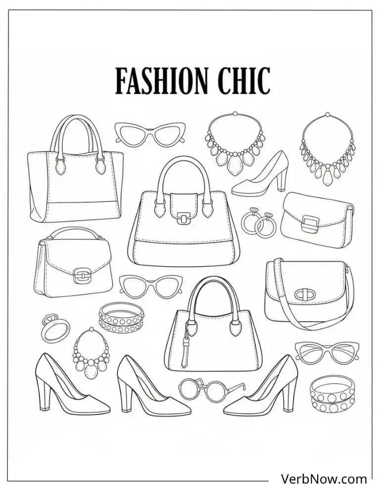 22 Top Fashion Coloring Pages for Fun (Printable PDF) Fashion Chic Accessories Coloring Page