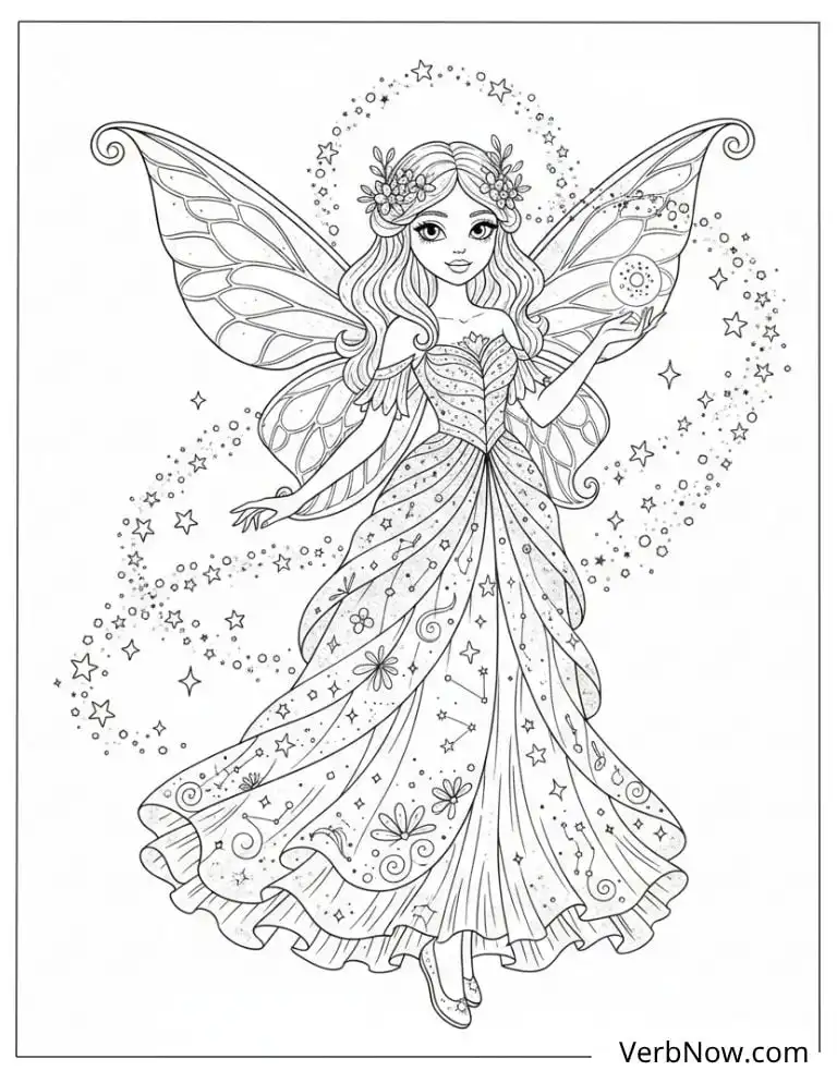 22 Top Fashion Coloring Pages for Fun (Printable PDF) Magical Fairy Coloring Page Outline