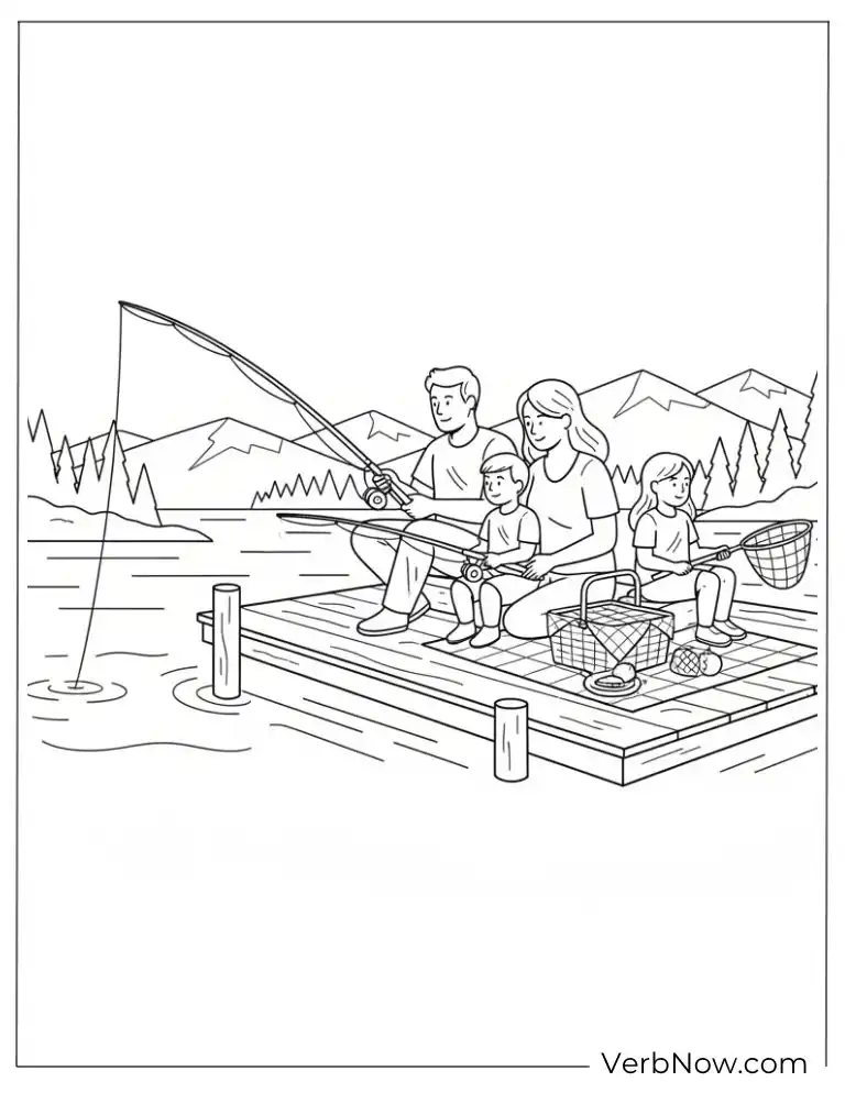 22 Free Fishing Coloring Pages (100% Printable PDF) Family Fishing Trip Coloring Page