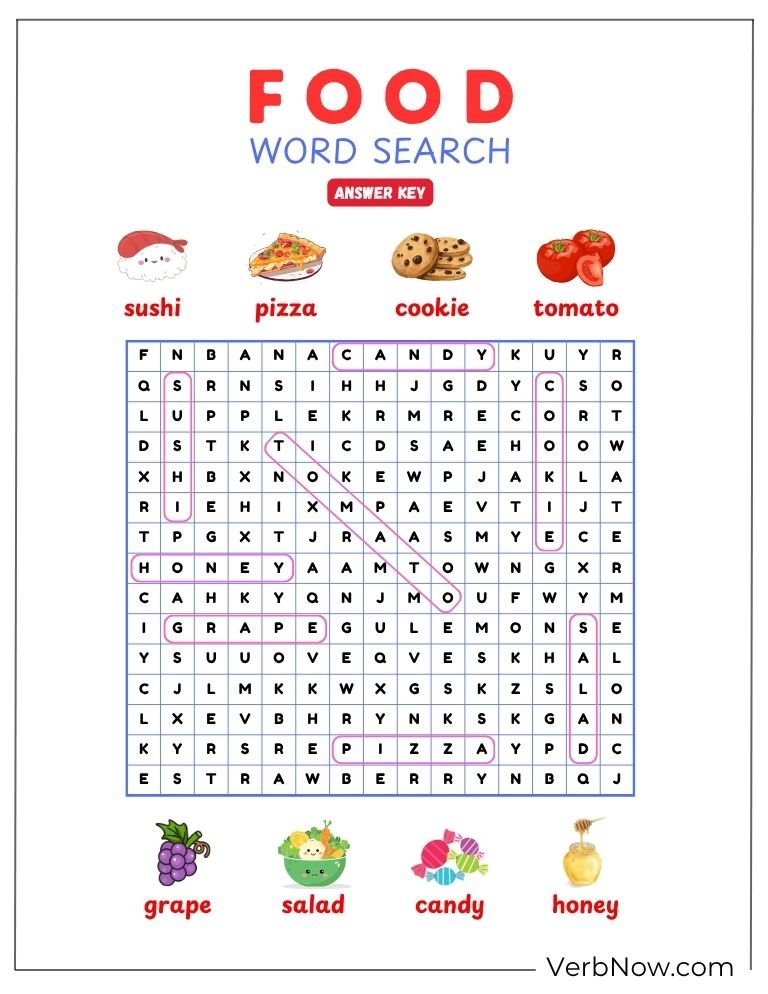 food puzzle activity page 11 of 20 &mdash; free printable, US Letter