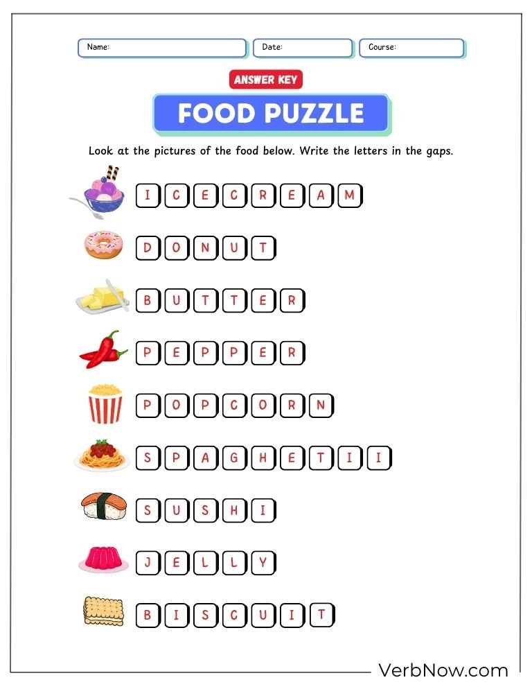 food puzzle activity page 13 of 20 &mdash; free printable, US Letter