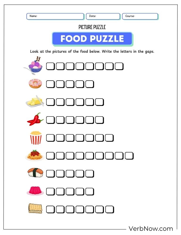 food puzzle activity page 14 of 20 &mdash; free printable, US Letter