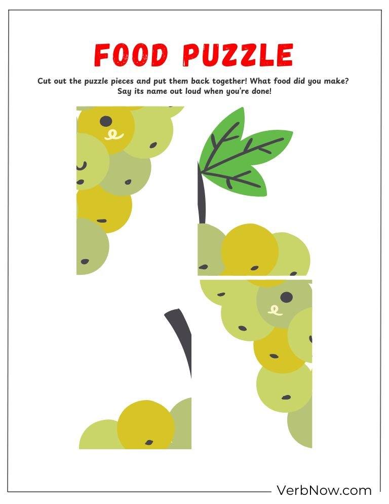 food puzzle activity page 20 of 20 &mdash; free printable, US Letter