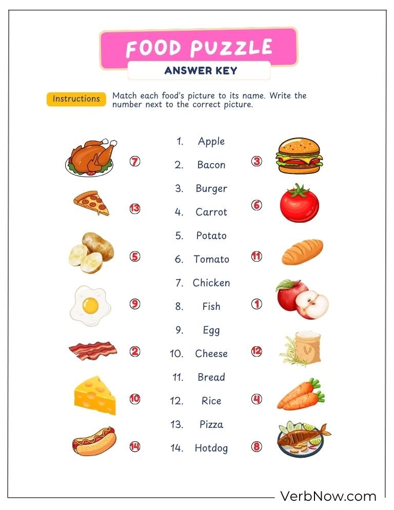 food puzzle activity page 3 of 20 &mdash; free printable, US Letter