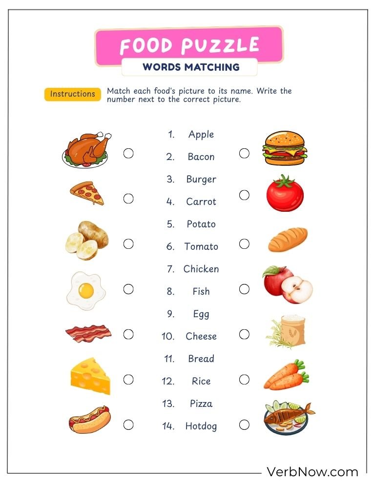 food puzzle activity page 4 of 20 &mdash; free printable, US Letter