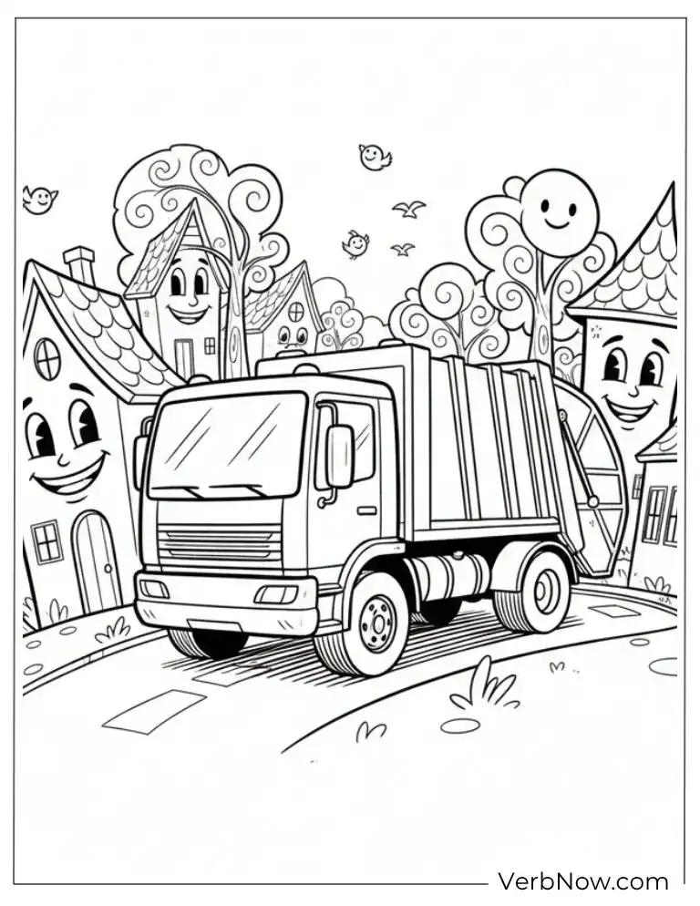 24 Garbage Truck Coloring Pages For Fun (Printable PDF) Garbage Truck Coloring Page for Kids