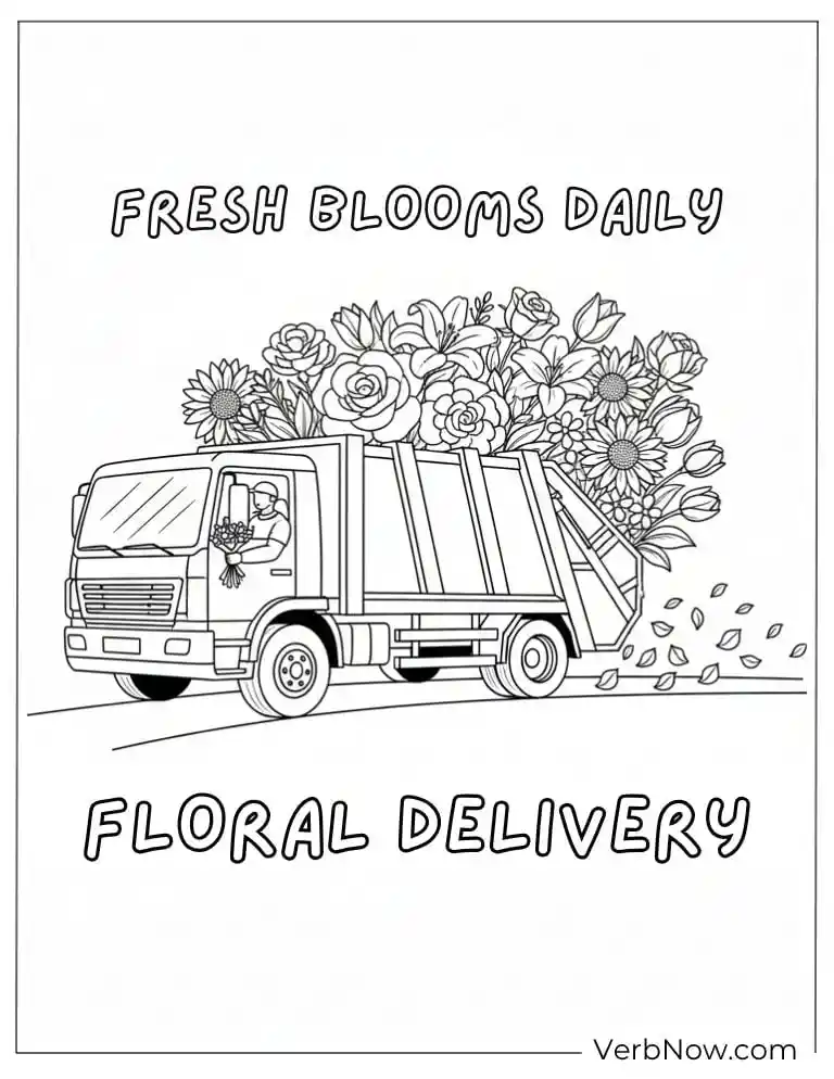 24 Garbage Truck Coloring Pages For Fun (Printable PDF) Floral Delivery Truck Coloring Page