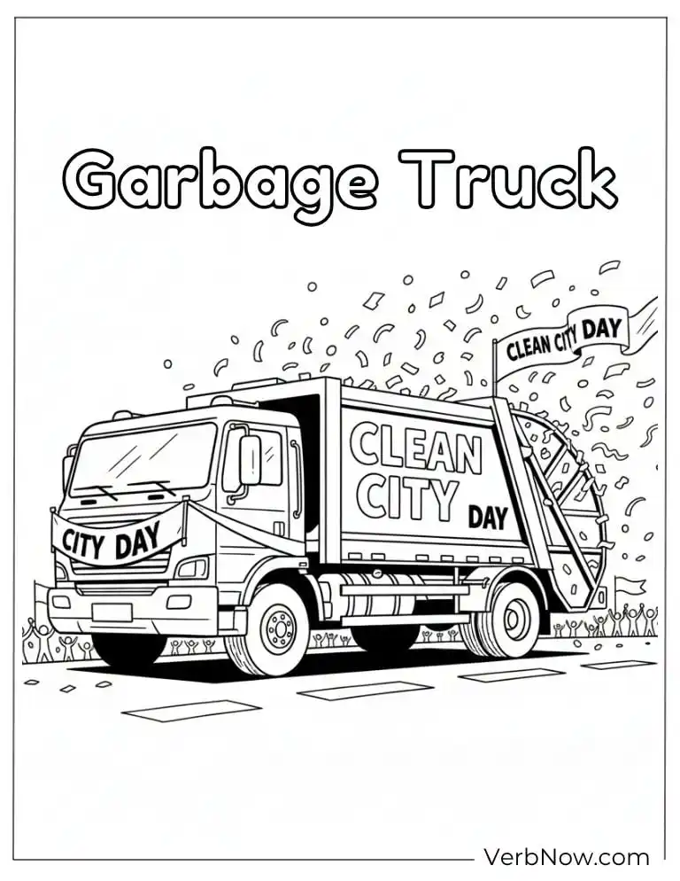 24 Garbage Truck Coloring Pages For Fun (Printable PDF) Clean City Day Garbage Truck Parade Coloring Page