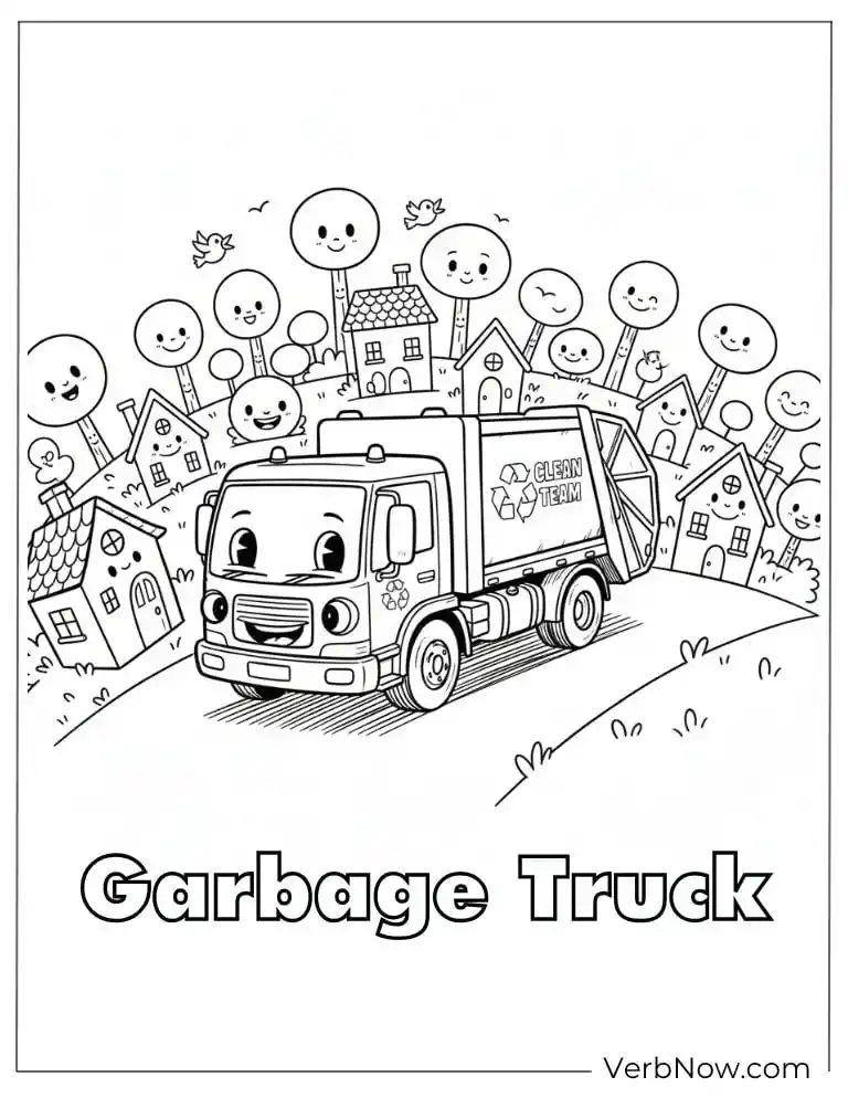 24 Garbage Truck Coloring Pages For Fun (Printable PDF) Cute Garbage Truck Coloring Page for Kids