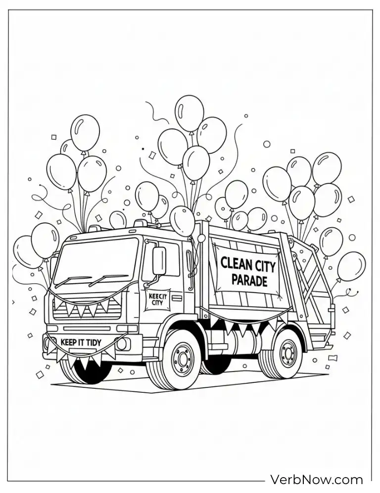 24 Garbage Truck Coloring Pages For Fun (Printable PDF) Garbage Truck Clean City Parade Coloring Page