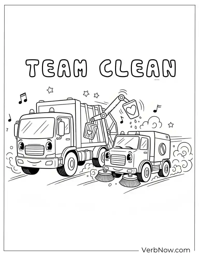 24 Garbage Truck Coloring Pages For Fun (Printable PDF) Team Clean Trucks Coloring Page