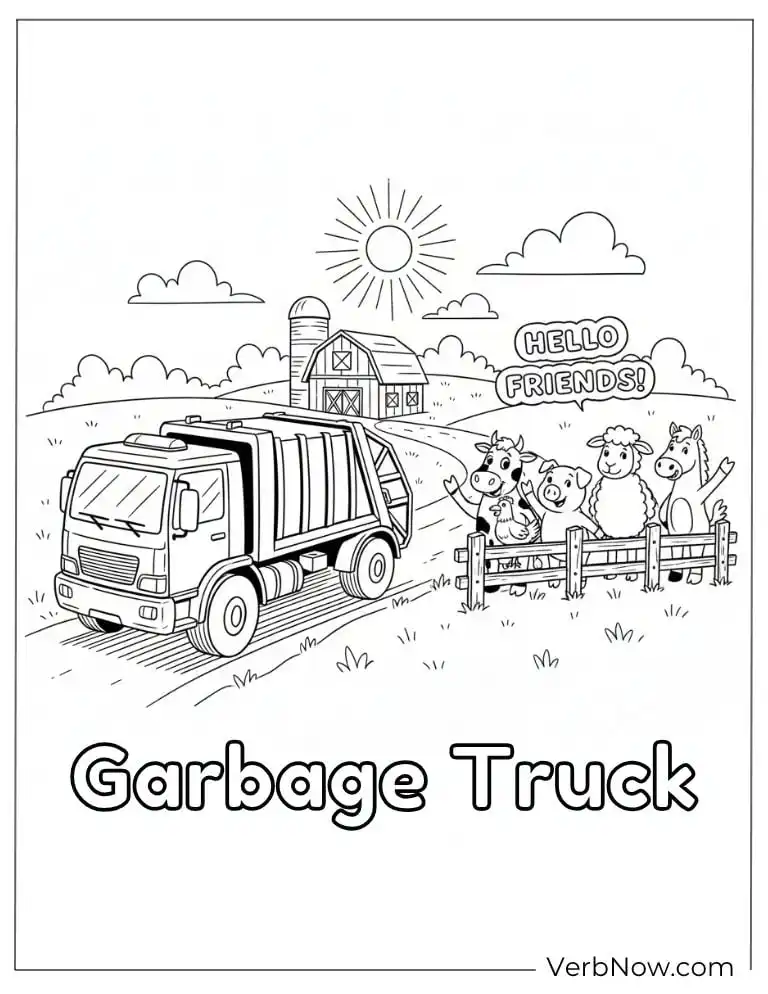 24 Garbage Truck Coloring Pages For Fun (Printable PDF) Garbage Truck and Farm Animals Coloring Page
