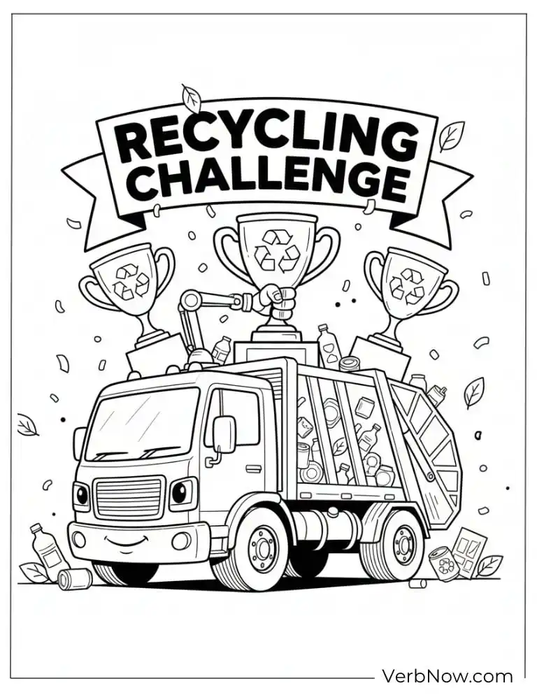 24 Garbage Truck Coloring Pages For Fun (Printable PDF) Recycling Challenge Truck Coloring Page