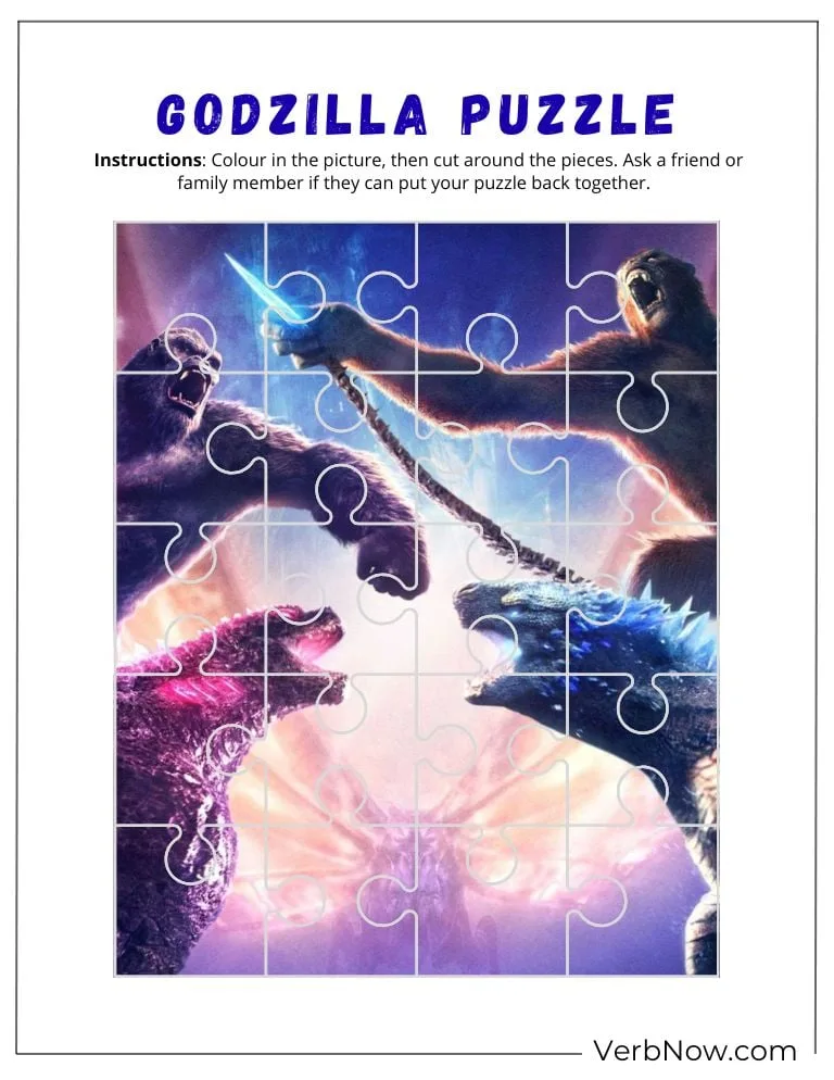 Godzilla vs Kong Printable Puzzle Activity
