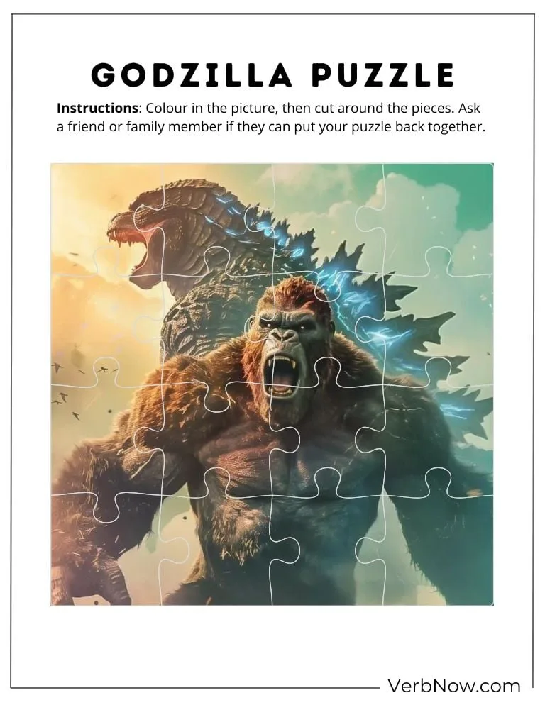 10+ Free Godzilla Puzzle For Kids (100% Printable PDF) Godzilla vs Kong Printable Jigsaw Puzzle