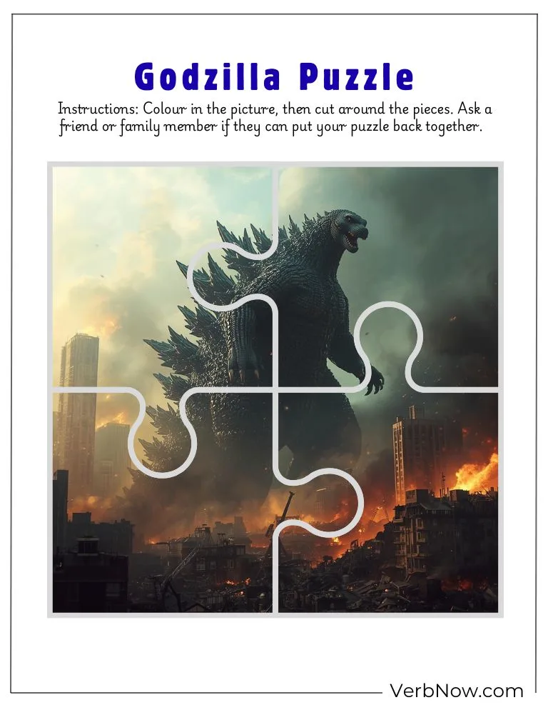 10+ Free Godzilla Puzzle For Kids (100% Printable PDF) Godzilla Cut Out Puzzle Printable Activity