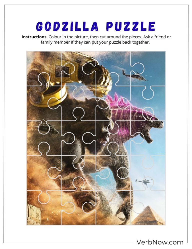 10+ Free Godzilla Puzzle For Kids (100% Printable PDF) Printable Godzilla vs Kong Kaiju Puzzle Activity