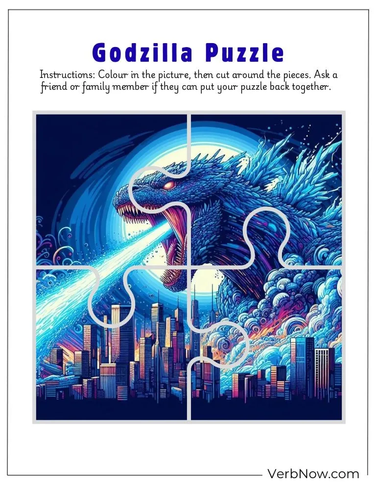 10+ Free Godzilla Puzzle For Kids (100% Printable PDF) Godzilla Puzzle Printable Coloring and Cutout Page
