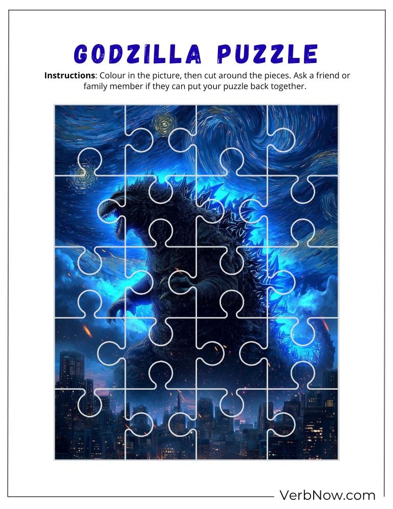10+ Free Godzilla Puzzle For Kids (100% Printable PDF) Printable Godzilla Jigsaw Puzzle Coloring Sheet
