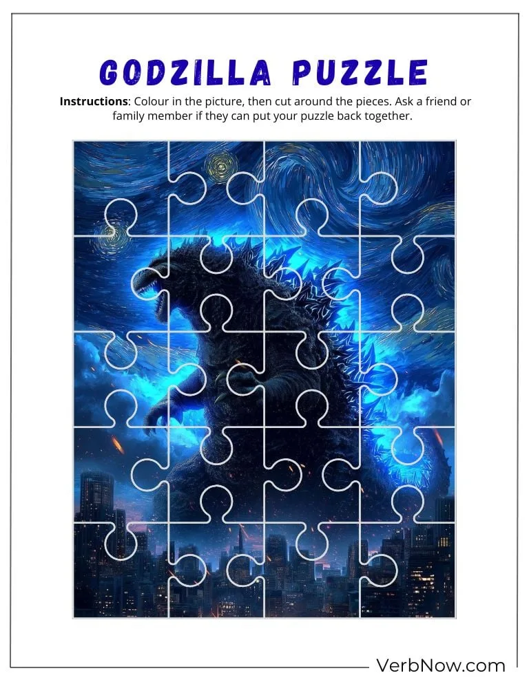 10+ Free Godzilla Puzzle For Kids (100% Printable PDF) Printable Godzilla Jigsaw Puzzle Coloring Sheet