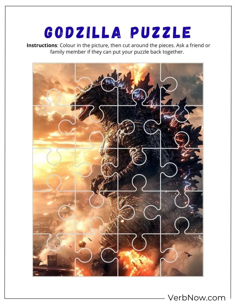10+ Free Godzilla Puzzle For Kids (100% Printable PDF) Free Printable Godzilla Puzzle and Coloring Page