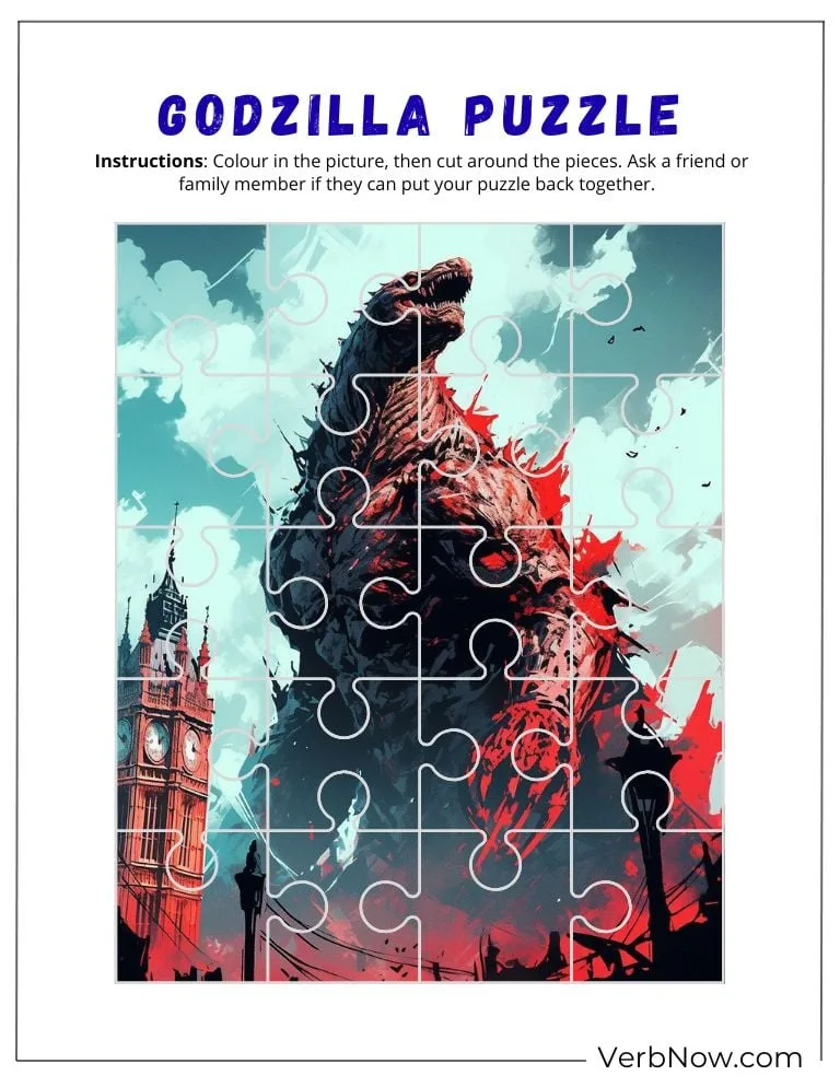 10+ Free Godzilla Puzzle For Kids (100% Printable PDF) Godzilla Printable Puzzle and Coloring Page