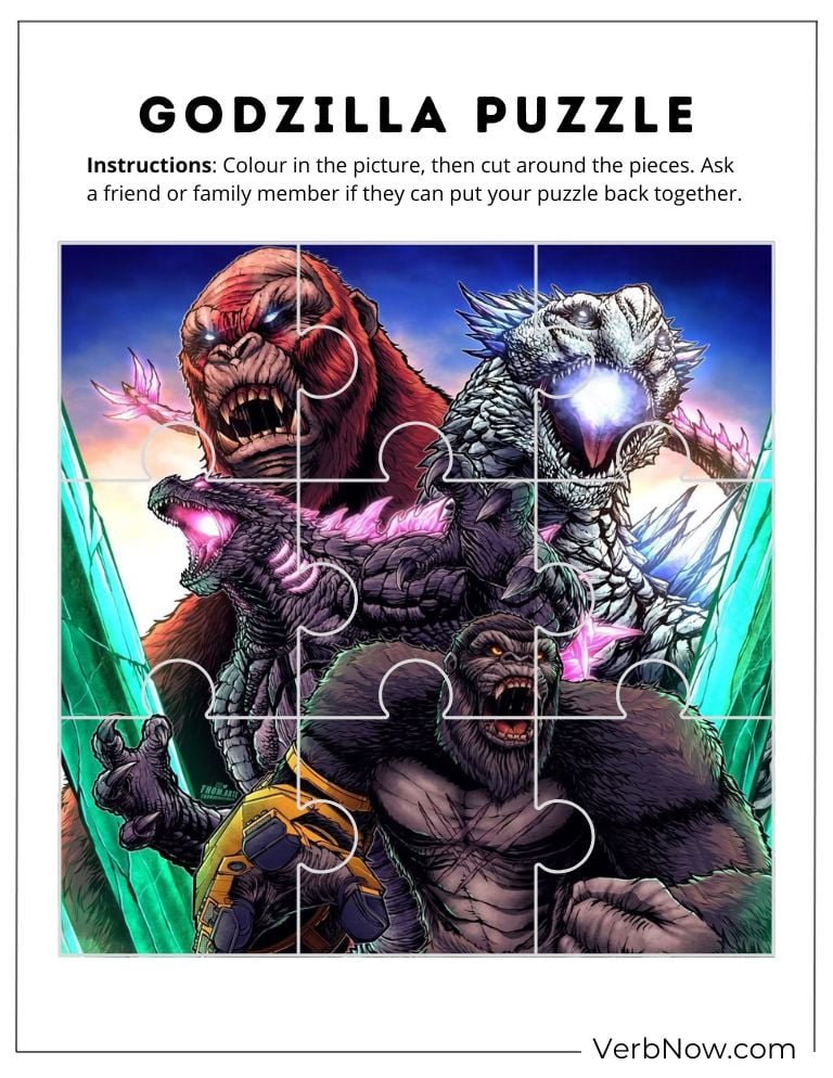 10+ Free Godzilla Puzzle For Kids (100% Printable PDF) Godzilla King Kong Puzzle Coloring Page Download