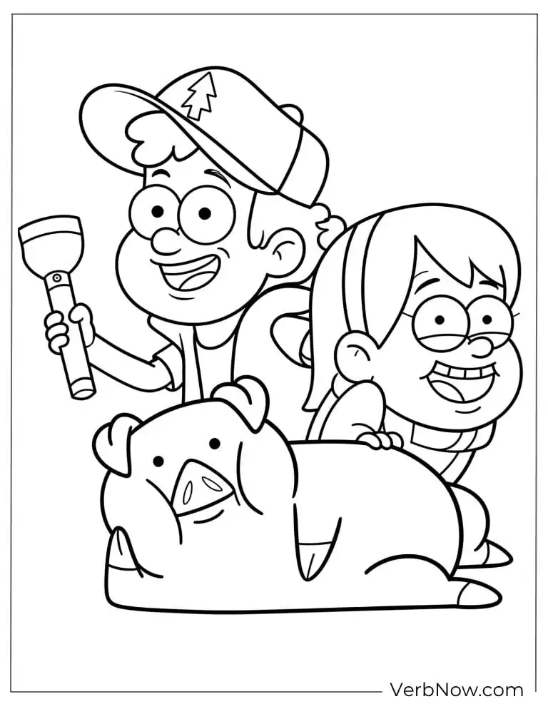 22 Gravity Falls Coloring Pages For Kids (Printable PDF) Dipper Mabel Waddles Gravity Falls Coloring Page
