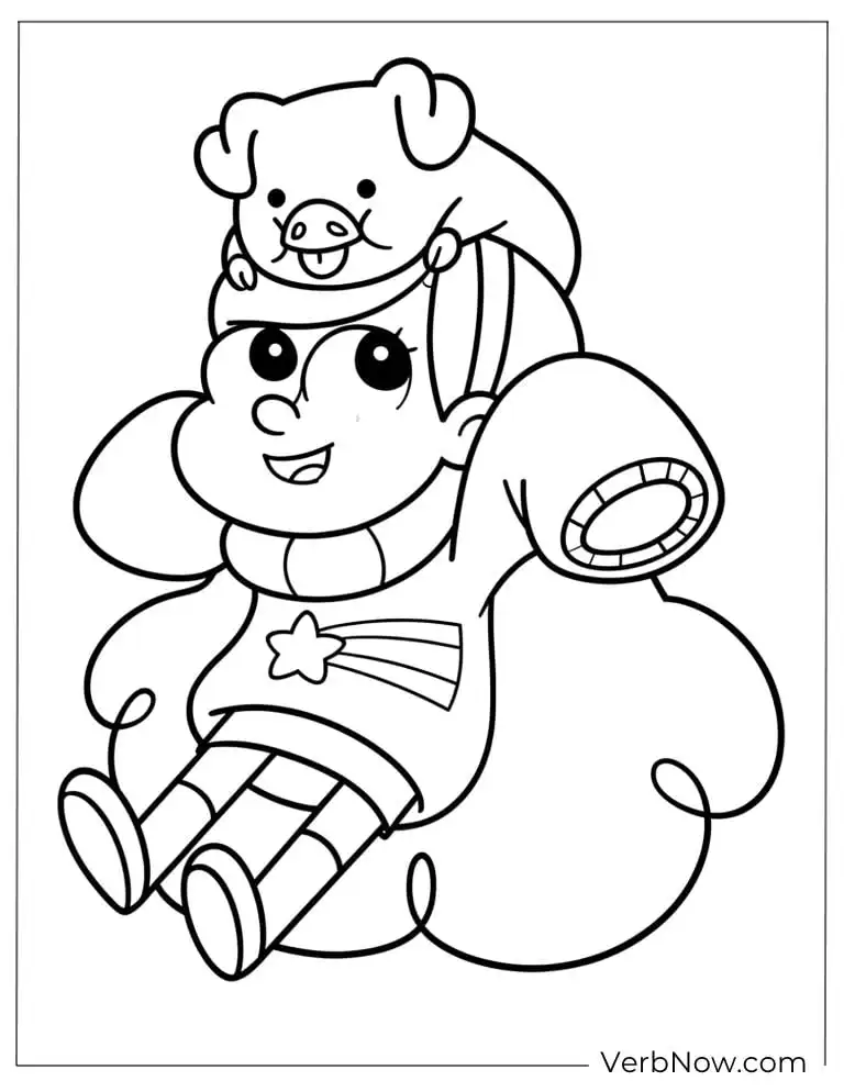 22 Gravity Falls Coloring Pages For Kids (Printable PDF) Mabel and Waddles Gravity Falls Coloring Page